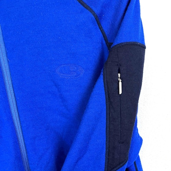 Icebreaker Merino Wool Full Zip Hoodie Mens Size Large Blue Fleece Jacket - Picture 6 of 7